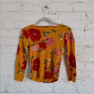 Yellow old navy flower along sleeve shirt